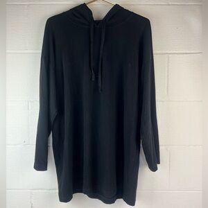 Eileen Fisher Black Hooded Tunic Top, Large